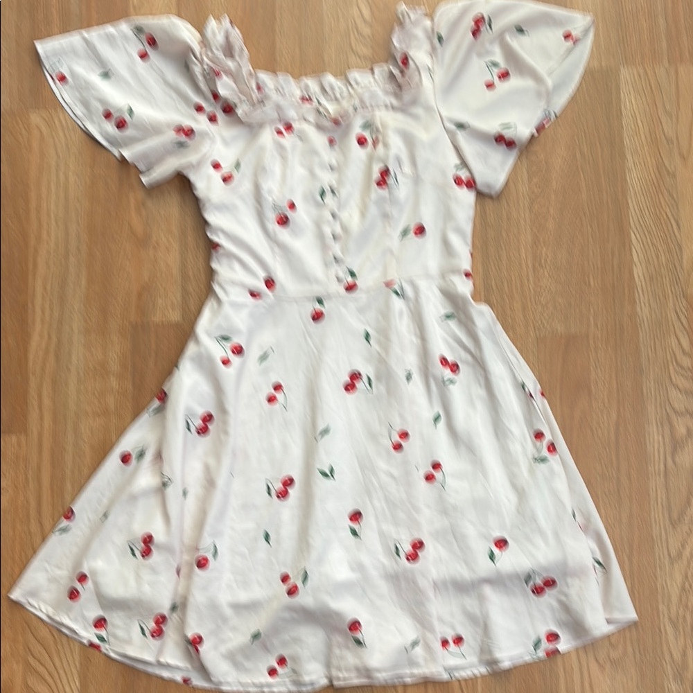 Charming Cherry Print Kids Dress
